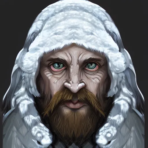 Prompt: auril, god of winter, owl faced crone, digital art, trending on artstation, portrait