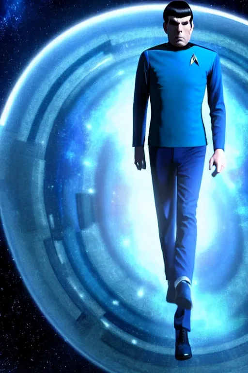 Prompt: (((((ZACHARY QUINTO SPOCK in his blue-colored STAR TREK shirt.))))) CINEMATIC VIEW + 8K UHD + RAYTRACING + HIGHLY REFLECTIVE !!!!!!!!!!!!!!!!!!!!!!!!!!!