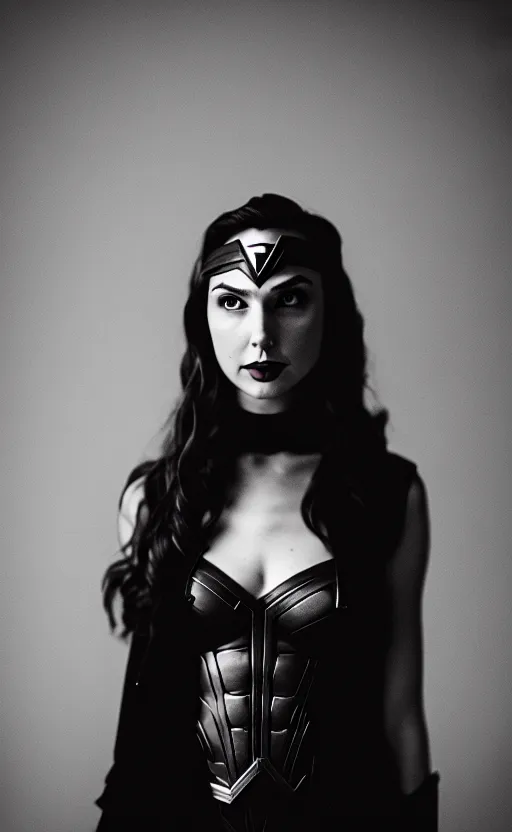 Image similar to gal gadot as a goth girl, canon 3 5 mm portrait photography