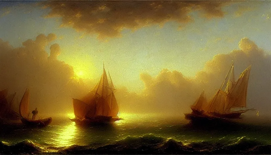 Image similar to the two complementary forces that make up all aspects and phenomena of life, by Ivan Aïvazovski,