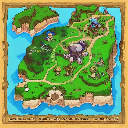 Image similar to zelda links awakening map artwork digital art trending on artstation