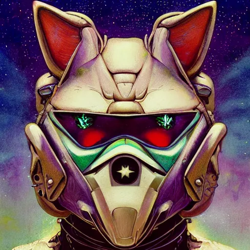 Image similar to portrait of Star Fox, cameras, melting ,8k,by tristan eaton,Stanley Artgermm,Tom Bagshaw,Greg Rutkowski,Carne Griffiths, Ayami Kojima, Beksinski, Giger,trending on DeviantArt,face enhance,hyper detailed,minimalist,cybernetic, android, blade runner,full of colour