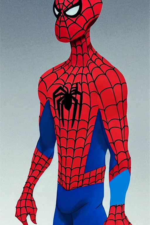 Image similar to Glenn Quagmire as Spider Man, Spider Man costume unmasked, Glenn Quagmire hairstyle, Glenn Quagmire body type, Glenn Quagmire Face, calm, grumpy, portrait, masculine figure, highly detailed, digital painting, artstation, concept art, smooth, sharp focus, illustration, cinematic lighting, art by artgerm and greg rutkowski and alphonse mucha