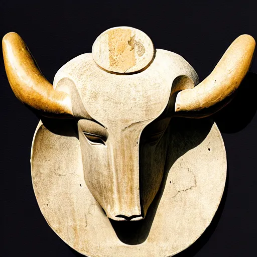 Prompt: minotaur, cycladic art