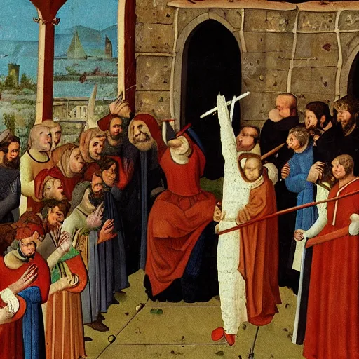 Prompt: dan harmon, medieval painting