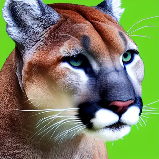 Prompt: a profile photo of a cougar head blue white