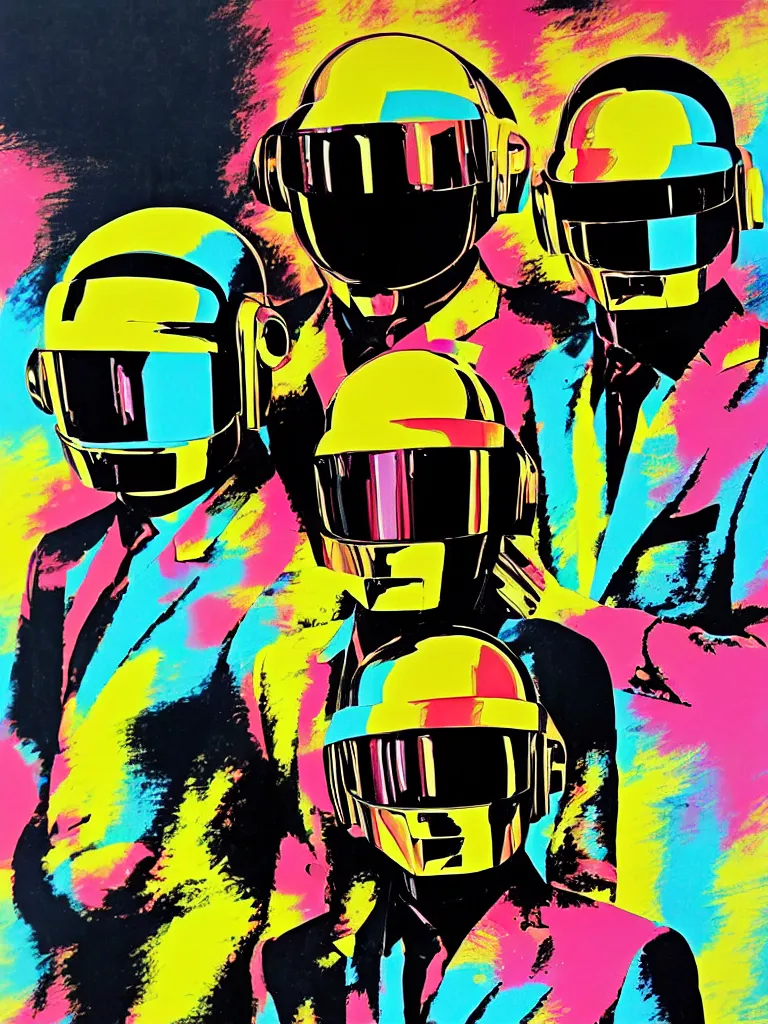 Image similar to Daft Punk abstract minimal art, inspired by Andy Warhol