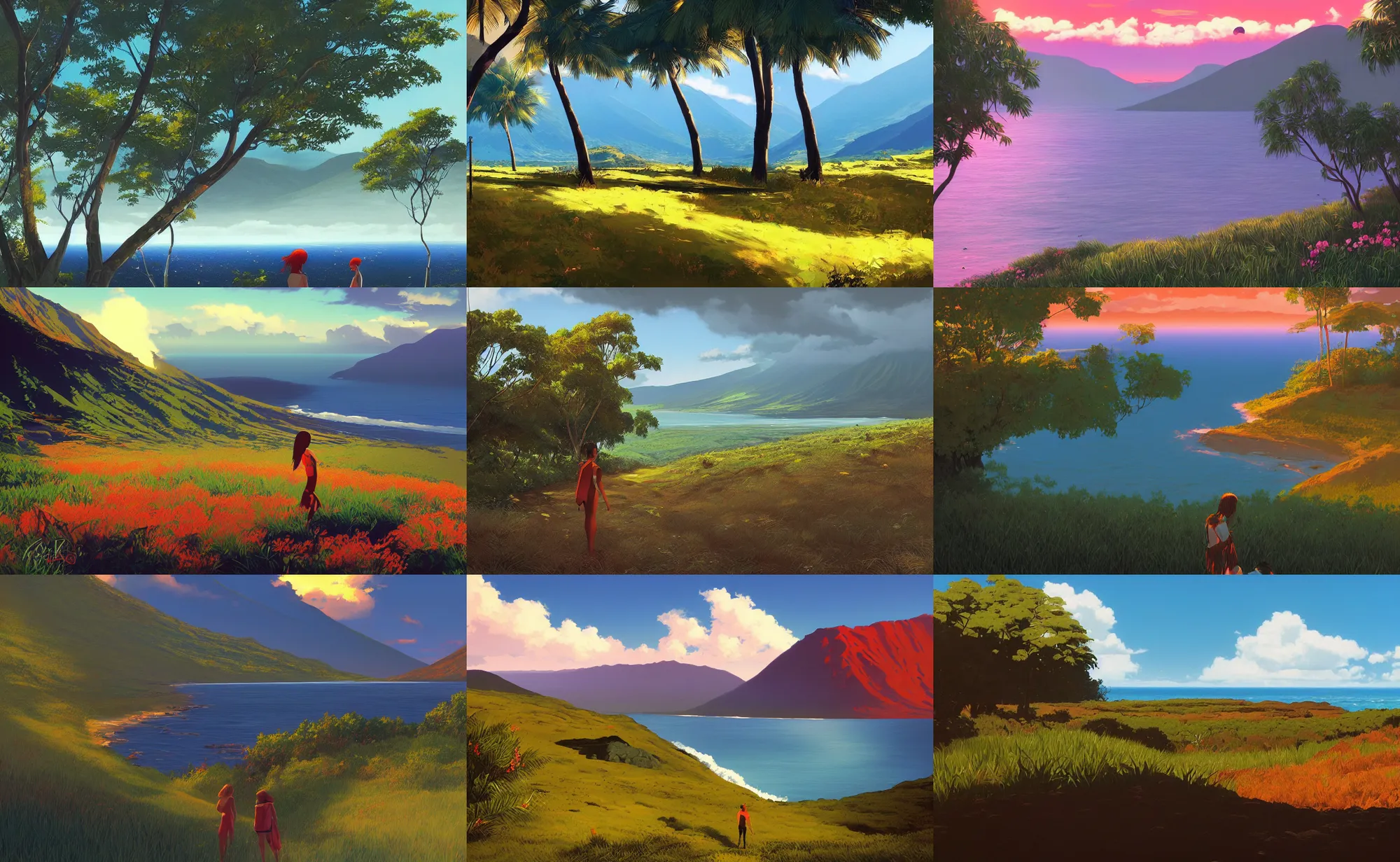 Prompt: a beautiful landscape of Reunion Island painting by Ilya Kuvshinov,trending on artstation