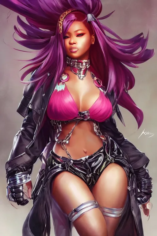 Image similar to nicki minaj in a blade and soul spinoff artbook rendered by the artist Taran Fiddler, Joe Madureira,Nadezhda Tikhomirova, Jiyun Chae, Lê Long, trending on Artstation by Hyung tae Kim, artbook, Stanley Artgerm Lau, WLOP, Rossdraws , James Gurney