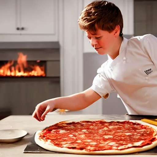 Prompt: A still of a young Mark Hammill making a pizza, 4k, photograph, ultra realistic, highly detailed, professional lighting