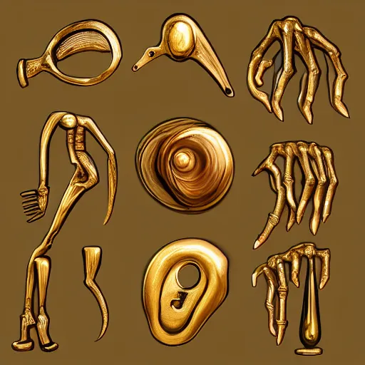 Image similar to polished gold tools designed in the style of body horror