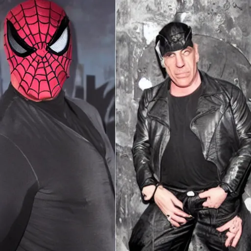 Image similar to till lindemann as spider man