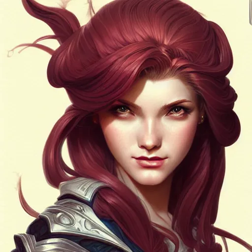 Image similar to head and shoulders portrait of Katarina from League of Legends illustration, medium shot, intricate, elegant, highly detailed, digital art, ffffound, art by JC Leyendecker and sachin teng