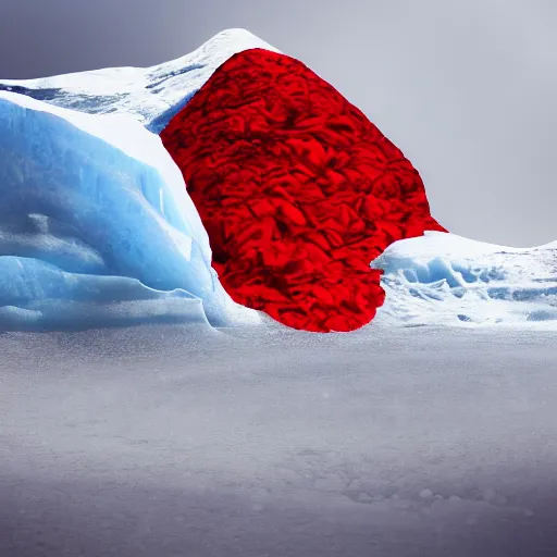 Prompt: an award - winning advertisement photo of a red vinyl, with a snowy mountain and ice, drammatic lighting, sigma 5 0 mm, ƒ / 8, behance