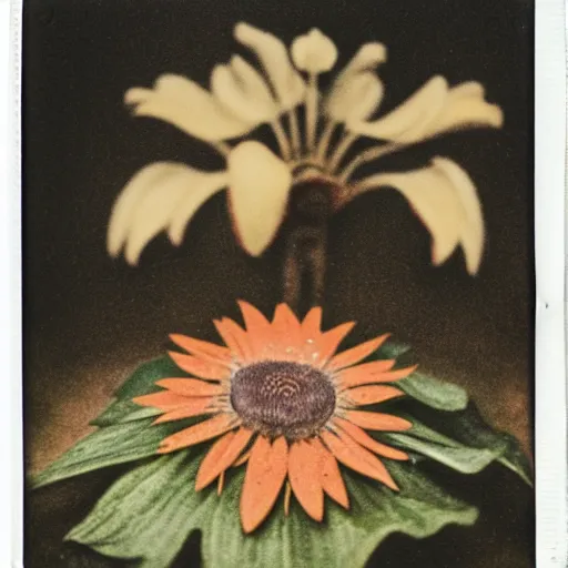 Prompt: a flower, by pieter bruegel the elder, by wangechi mutu, instax, shot on 7 0 mm, vintage