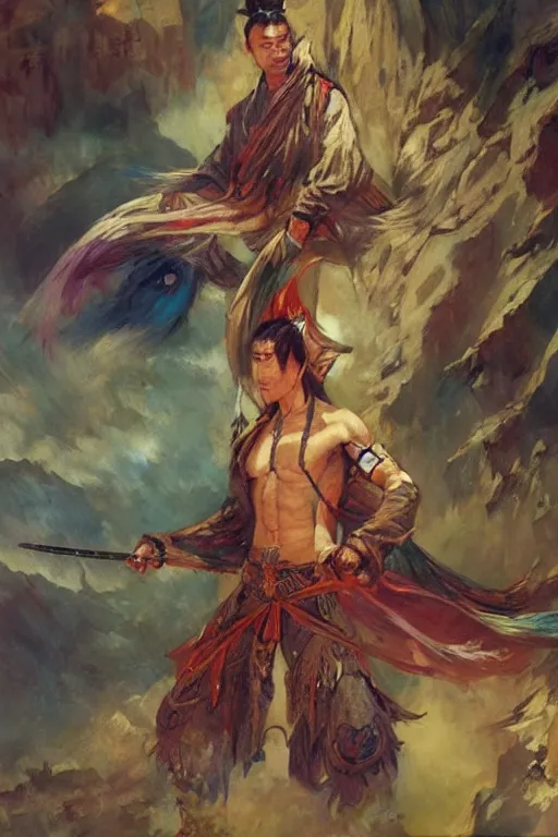 Image similar to wuxia, monster, character design, colorful, painting by gaston bussiere, craig mullins, j. c. leyendecker, tom of finland