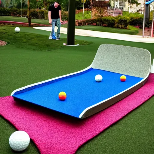 Image similar to mini golf on a giant bed