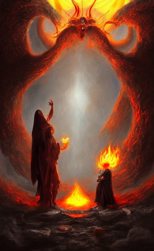 Prompt: Meeting God in Hell, digital art, trending on art station