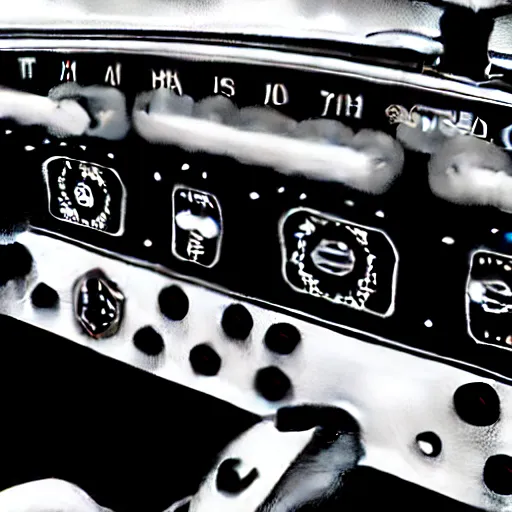 Image similar to photorealistic control panel from the 1 9 5 0's in a car featuring ejection seats, weapons control, and hyperdrive, realistic, 8 k resolution, front view