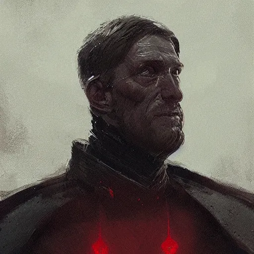 Prompt: portrait of a man by Greg Rutkowski, Domhnall Gleeson as an evil admiral in blak and red uniform, Star Wars Universe, scifi, highly detailed portrait, digital painting, artstation, concept art, smooth, sharp foccus ilustration, Artstation HQ