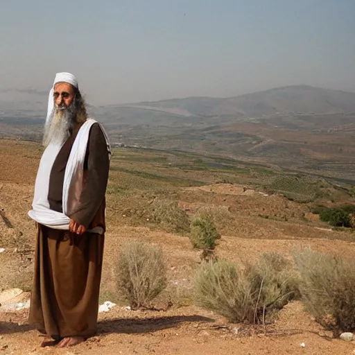 Prompt: Photograph of an itinerant Jewish prophet from the Galilee in northern Israel