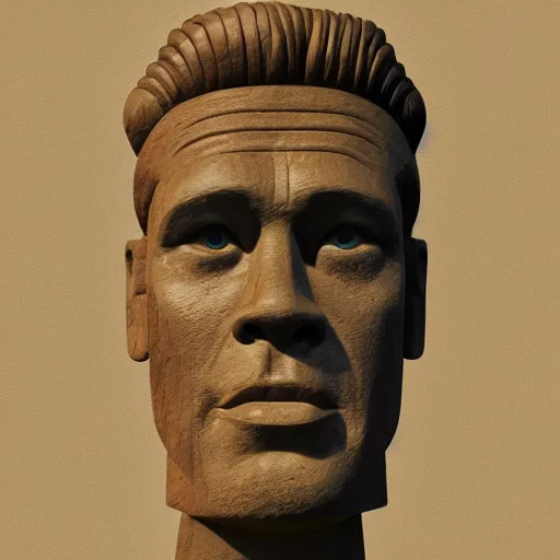 Prompt: a moai statue of brad pitt, intricate artwork by tooth wu and wlop and beeple, octane render, hyper realism, 8 k