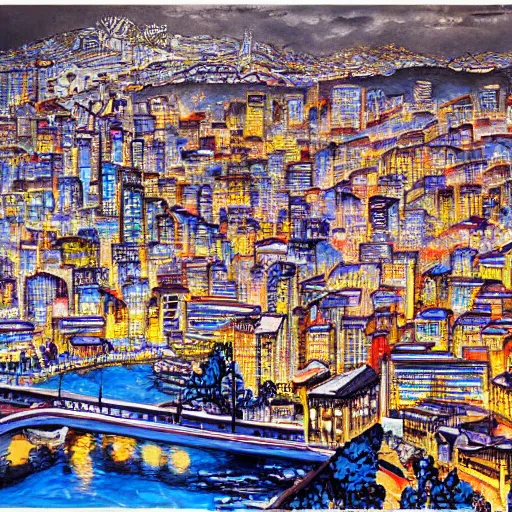 Image similar to city paited by a japanese artist