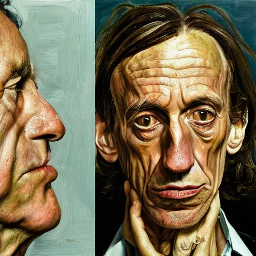 Image similar to high quality high detail painting by lucian freud, hd, iggy pop portrait, dramatic lighting