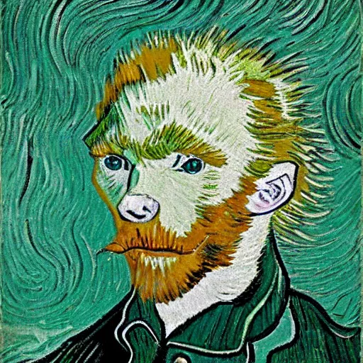 Prompt: green wolf, style of van gogh, profile image