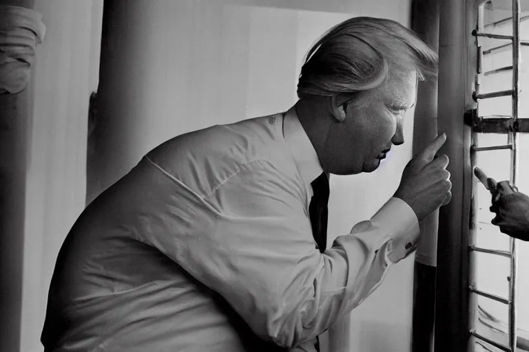 Image similar to Still of donald trump and alex jones in jail, photograph, natural light, sharp, detailed face, magazine, press, photo, Steve McCurry, David Lazar, Canon, Nikon, focus