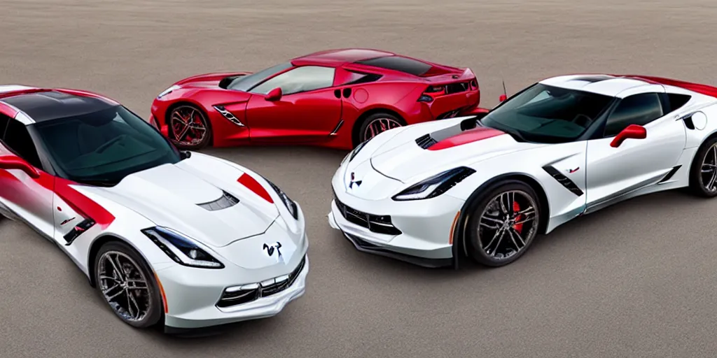 Image similar to chevrolet corvette stingray coupe z 5 1 2 lt, in red and white