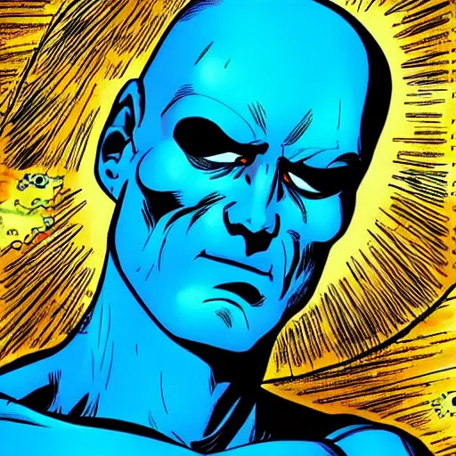Prompt: Doctor Manhattan, comic book style, high quality, highly detailed