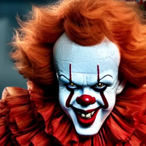 Image similar to Pennywise as Ronald McDonald 4K quality super realistic