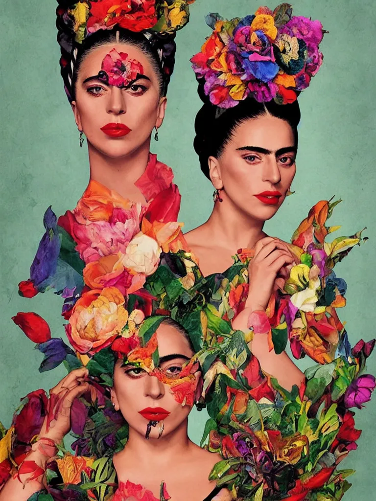 Image similar to Lady Gaga in Frida Kahlo style