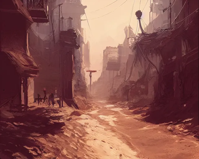 Prompt: a street in ancient mars artstation