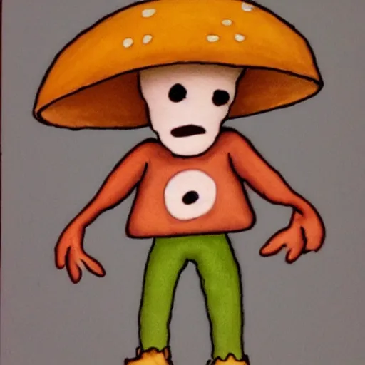 Prompt: a mushroom man, cute