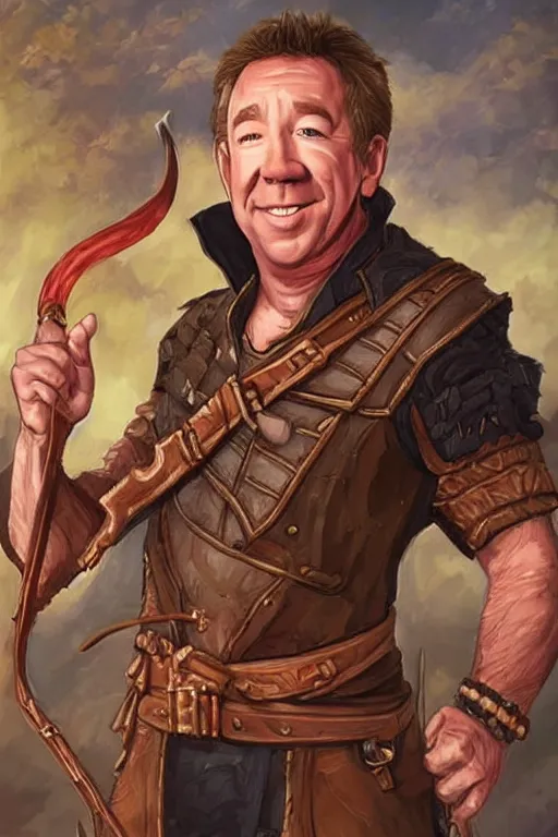 Prompt: tim allen portrait as a dnd character fantasy art.