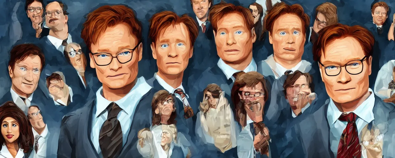 Prompt: conan obrien in the office season 2, trending on artstation