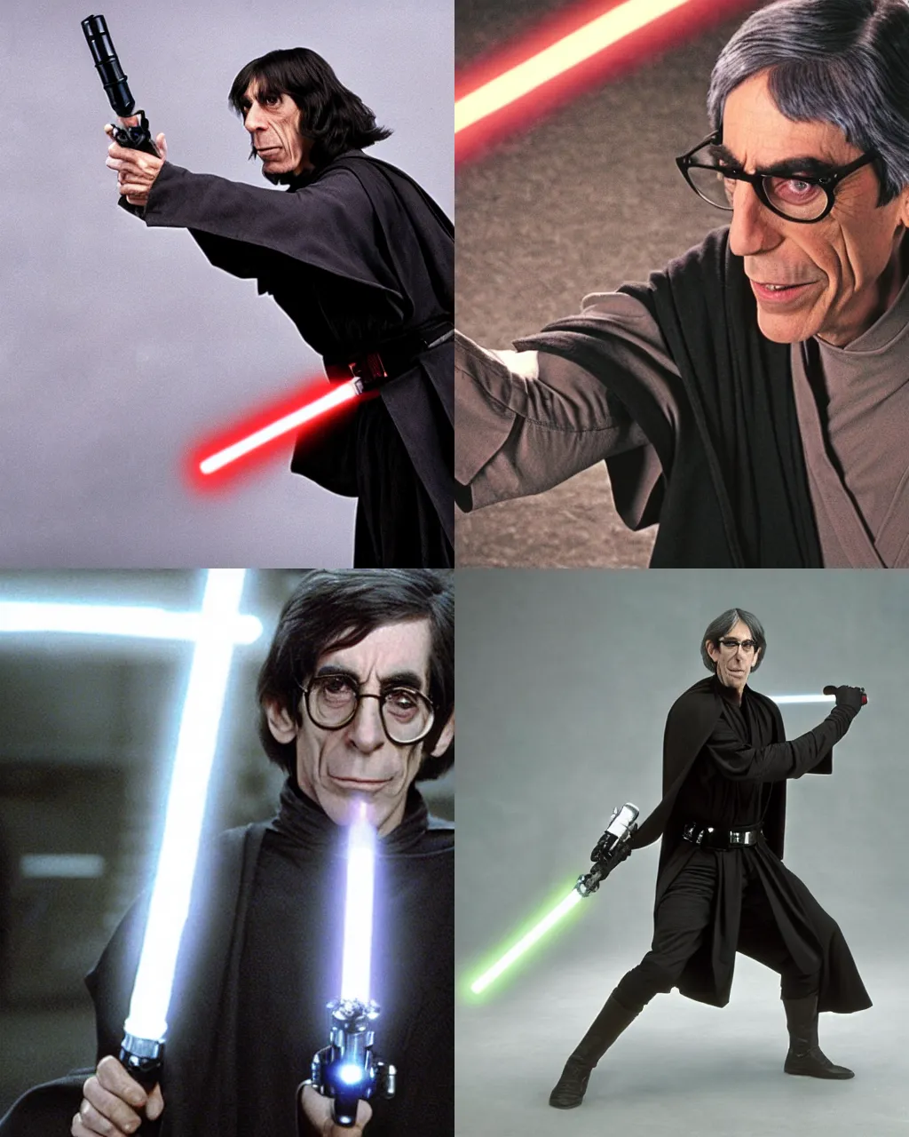 Prompt: richard belzer as a jedi knight, action photo, star wars, lightsaber