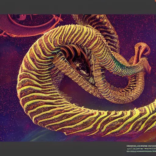Prompt: complex intricate xenomorphic contours of vibrant palimpsest erupting with spectral rings in a 3d lemniscate of variegated continuum by Peter Andrew Jones and Michael Whelan photorealistic CG photorealistic CG, UHD, rendered in octane then in cryengine, cgsociety, wow, ultra photorealistic, fine detail post processing, trending in Artstation, intricate detail, dusk setting, dynamic lighting, photo realistic, 4k, hdr render, octane
