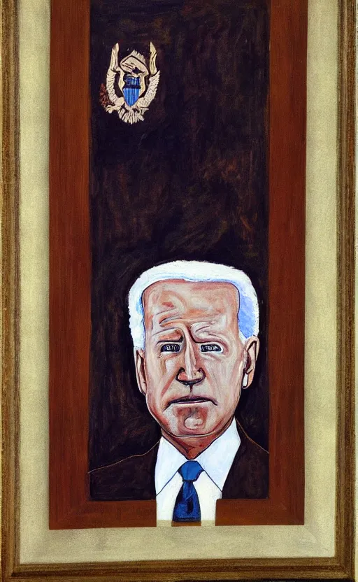 Image similar to painting of a sad Joe Biden by Egon Schiele