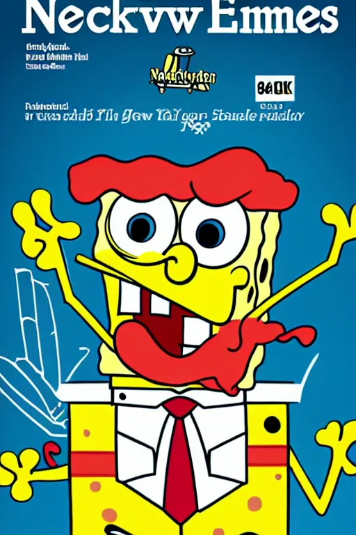 Image similar to spongebob as gordon ramsay on the cover of the new york times, realistic, photo, photorealistic, detailed, high quality, high resolution, 8 k, hdr, 4 k, 8 k resolution, 1 6 k resolution, lossless, lossless quality