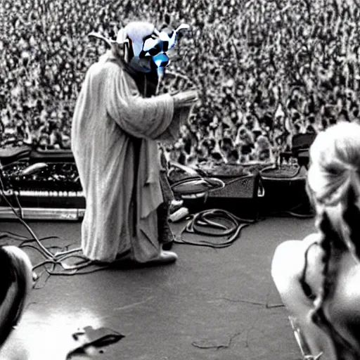 Image similar to yoda performing at woodstock