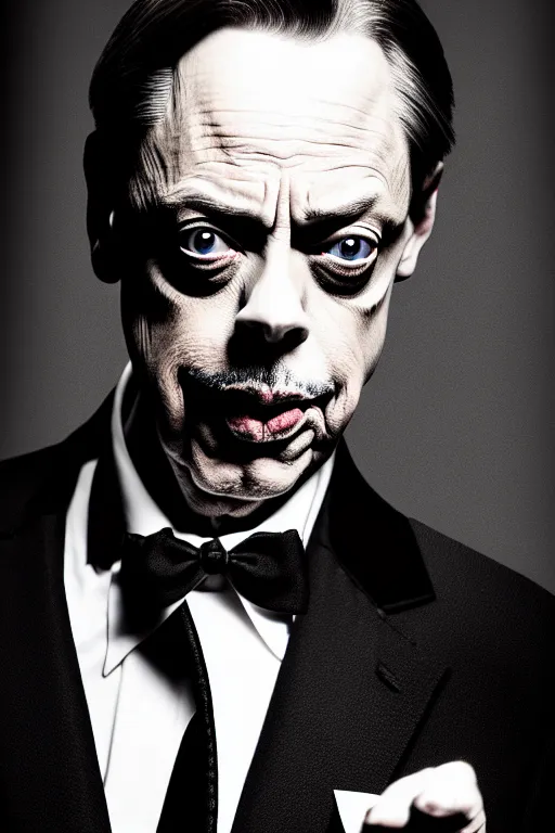 Prompt: extremely beautiful steve buscemi dressed as james bond, symmetrical, cinematic, elegant, luxury, real photography, 4 k, ultra hd, times journal cover