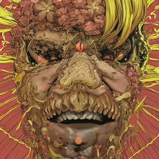 Image similar to closeup of face melting and tongues, by yoichi hatakenaka, masamune shirow, josan gonzales and dan mumford, ayami kojima, takato yamamoto, karol bak