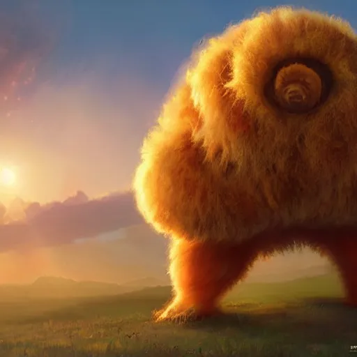 Prompt: colossal fluffy tardigrade, golden hour, fantasy, vivid colors, sharp focus, digital art, hyper - realistic, 4 k, unreal engine, highly detailed, hd, dramatic lighting by brom, trending on artstation