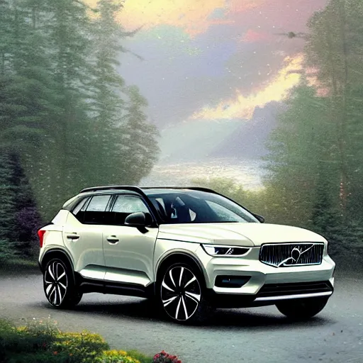 Prompt: thomas kinkade x volvo xc 4 0