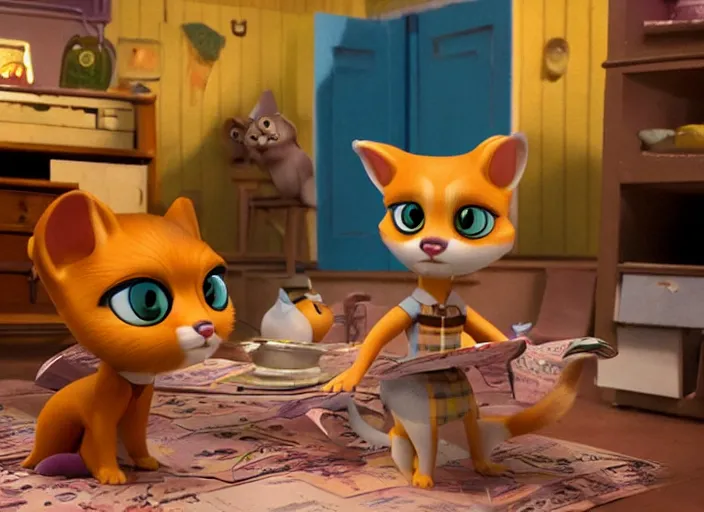 Prompt: littlest pet shop cat in fantastic mr. fox ( 2 0 0 9 )