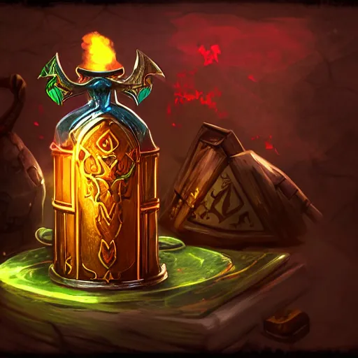 Prompt: videogame, card, icon of a potion flask, artstation, rpg, digital art, vibrant & colorful background, dark souls, runescape, skyrim, final - fantasy, diablo - 3