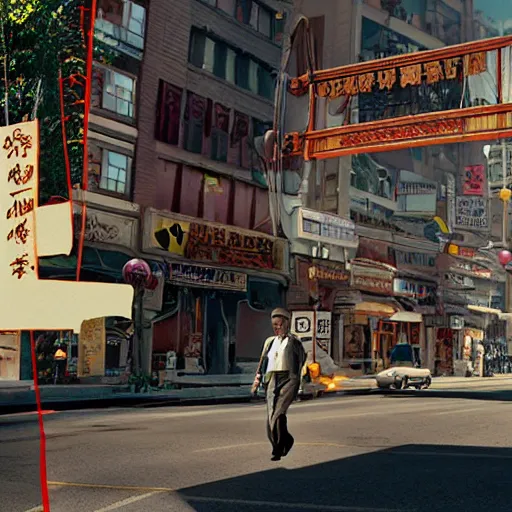 Image similar to a still from the movie chinatown, 2 0 1 1 portal 2 graphics visual aesthetic